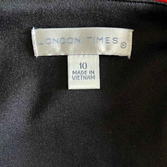 London Times Dress with Faux Leather Cap Sleeves - Picture 6 of 7